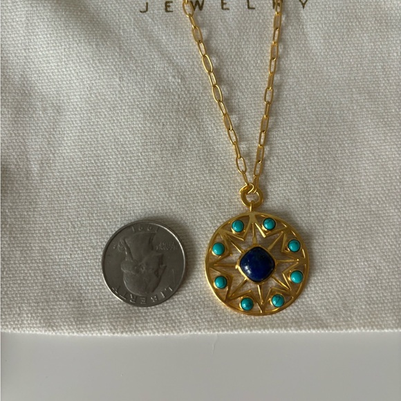 Satya 15” with 2” extender necklace. Lapis and turquoise - Picture 3 of 5